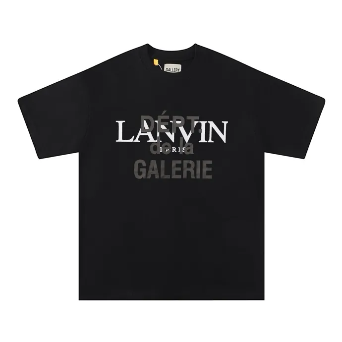 Style number: 608 P110 Fabric: 260g double yarn Meichao Gallery Dept co-branded Lanvin 2025 spring and summer new logo round neck T-shirt high street men and women same style loose classic G short sleeves Color: black white Size: S M L XL